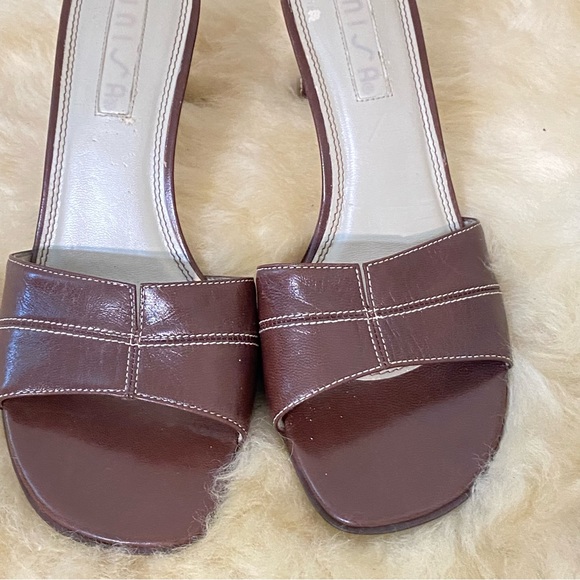 Unisa Brown Leather Heeled Slide Sandals size 6 1/2 B - Picture 3 of 11